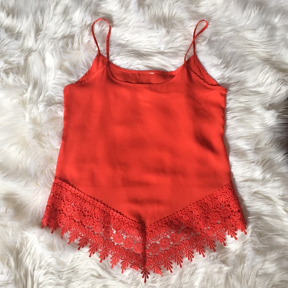 Coral Crochet Detail Tank - Picture 1 of 3